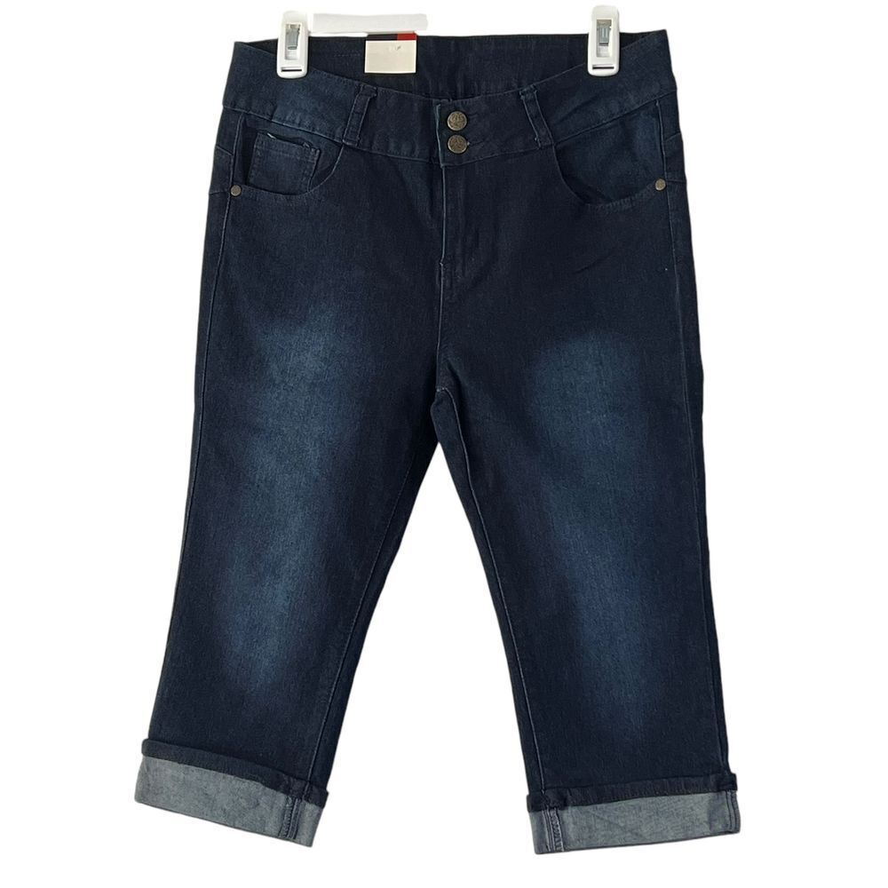 J&P Jeans Company Dark Blue Denim Capri Pants Women's‎ Casual Stretch Size 11